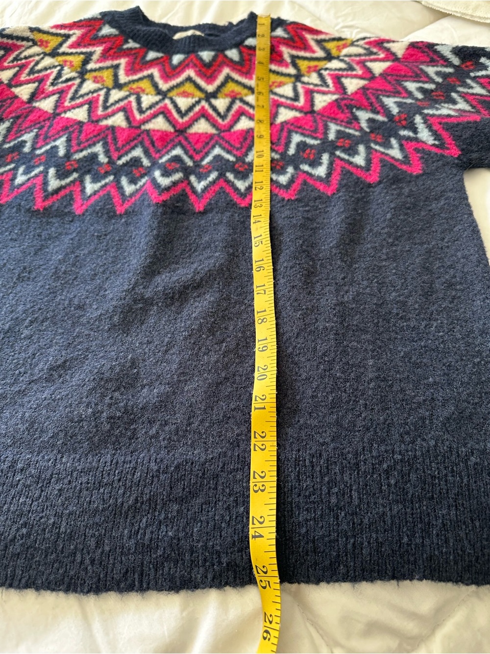 Caslon Nordstrom Fair Isle Crewneck Navy Sweater with Accents size large - Picture 9 of 11